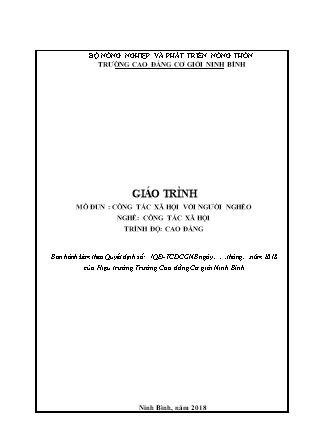 Giáo trình môn Công tác xã hội với người nghèo
