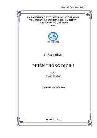 Giáo trình Phiên thông dịch 2