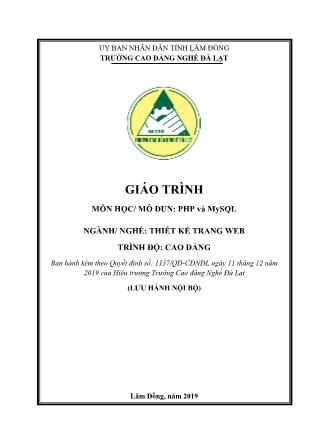 Giáo trình PHP và MySQL