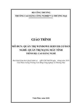 Giáo trình Quản trị Windows Server cơ bản