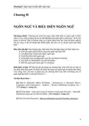 Giáo trình Tin học lý thuyết - Chương II: Ngôn ngữ và biển diễn ngôn ngữ