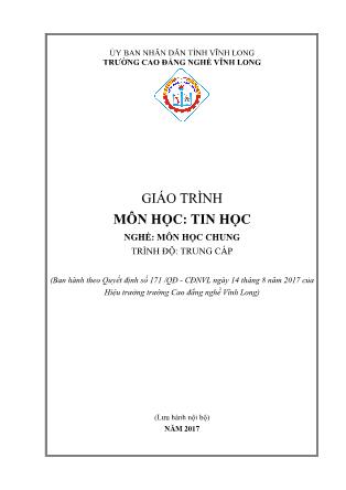 Giáo trình Tin học - Nguyễn Hồng Thắm (Phần 1)