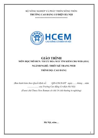 Giáo trình Tối ưu hóa máy tìm kiếm cho Web (SEO)