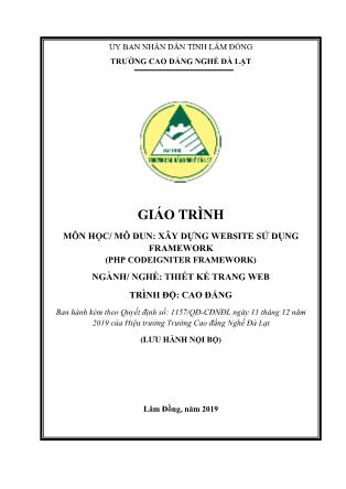 Giáo trình Xây dựng website sử dụng framework (PHP codeigniter framework)