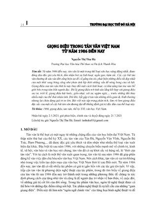 Giọng điệu trong tản văn Việt Nam từ năm 1986 đến nay