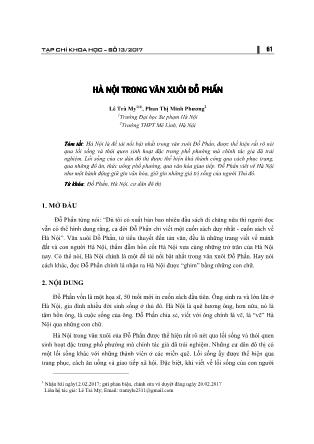Hà Nội trong văn xuôi Đỗ Phấn