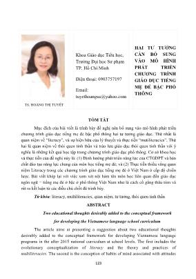 Hai tư tưởng cần bổ sung vào mô hình phát triển chương trình giáo dục tiếng mẹ đẻ bậc phổ thông