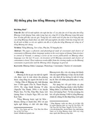 Hệ thống phụ âm tiếng Bhnong ở tỉnh Quảng Nam