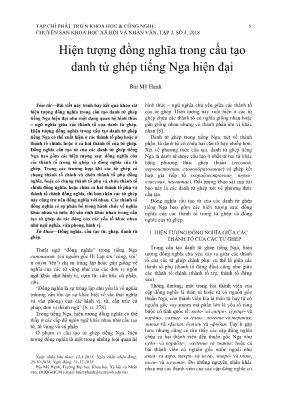 Hiện tượng đồng nghĩa trong cấu tạo danh từ ghép tiếng Nga hiện đại