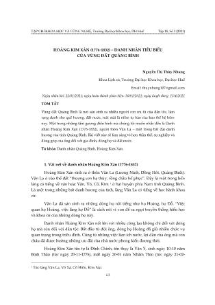 Hoàng Kim Xán (1776-1832) - danh nhân tiêu biểu của vùng đất Quảng Bình