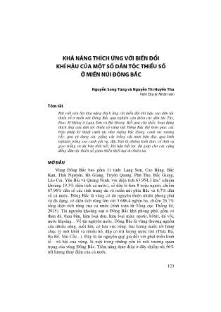 Khả năng thích ứng với biến đổi khí hậu của một số dân tộc thiểu số ở miền núi Đông Bắc