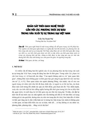 Khảo sát thời gian nghệ thuật gắn với các phương thức dự báo trong văn xuôi tự sự trung đại Việt Nam