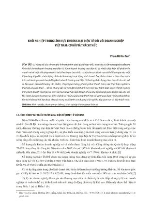 Khởi nghiệp trong lĩnh vực thương mại điện tử đối với doanh nghiệp Việt Nam: Cơ hội và thách thức