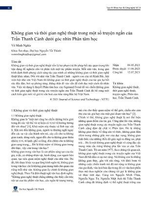 Không gian và thời gian nghệ thuật trong một số truyện ngắn của Trần Thanh Cảnh dưới góc nhìn Phân tâm học