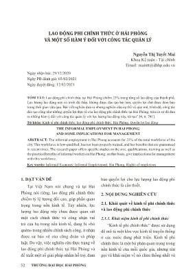 Lao động phi chính thức ở Hải Phòng và một số hàm ý đối với công tác quản lý