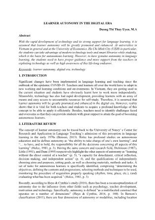Learner autonomy in the digital era