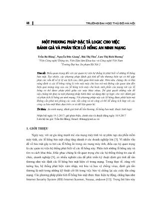Một phương pháp đặc tả logic cho việc đánh giá và phân tích lỗ hổng an ninh mạng