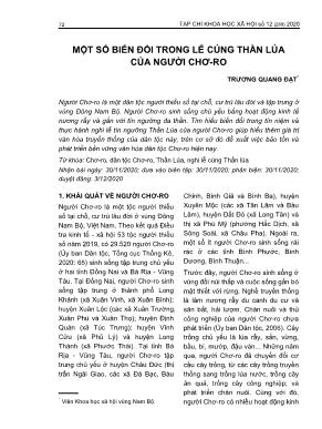Một số biến đổi trong lễ cúng thần lúa của người Chơ-ro