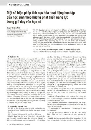 Một số biện pháp tích cực hóa hoạt động học tập của học sinh theo hướng phát triển năng lực trong giờ dạy văn học sử