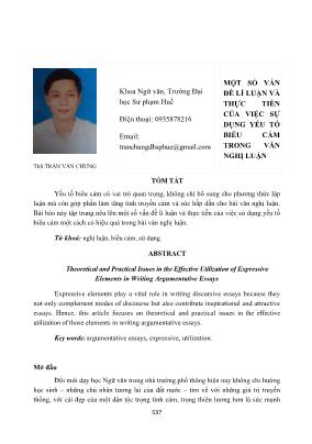 Một số vấn đề lí luận và thực tiễn của việc sự dụng yếu tố biểu cảm trong văn nghị luận