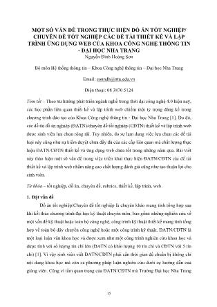 Một số vấn đề trong thực hiện Đồ án tốt nghiệp/ Chuyên đề tốt nghiệp các Đề tài thiết kế và lập trình ứng dụng web của khoa công nghệ thông tin - Đại học Nha Trang