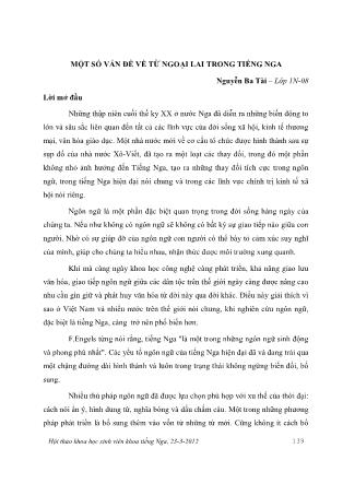 Một số vấn đề về từ ngoại lai trong tiếng Nga