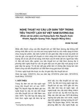 Nghệ thuật hư cấu lời gián tiếp trong tiểu thuyết lịch sử Việt Nam đương đại (Khảo sát tác phẩm của Hoàng Quốc Hải, Nguyễn Xuân Khánh, Nguyễn Quang Thân, Nguyễn Mộng Giác)