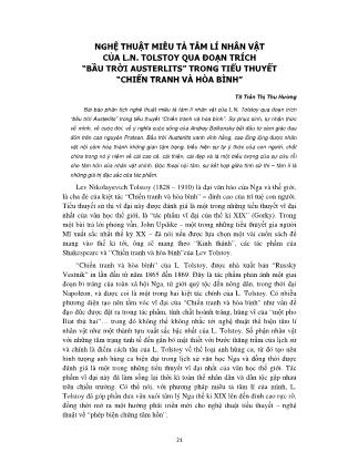 Nghệ thuật miêu tả tâm lí nhân vật của l.N. Tolstoy qua đoạn trích “Bầu trời Austerlits” trong tiểu thuyết “Chiến tranh và hòa bình”