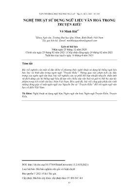 Nghệ thuật sử dụng ngữ liệu văn hoá trong Truyện Kiều