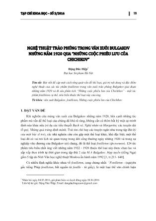 Nghệ thuật trào phúng trong văn xuôi Bulgakov những năm 1920 qua “Những cuộc phiêu lưu của Chichikov