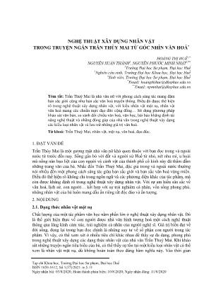 Nghệ thuật xây dựng nhân vật trong truyện ngắn Trần Thuỳ Mai từ góc nhìn văn hoá