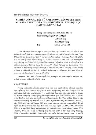 Nghiên cứu các yếu tố ảnh hưởng đến quyết định mua sắm trực tuyến của sinh viên trường Đại học Giao thông vận tải