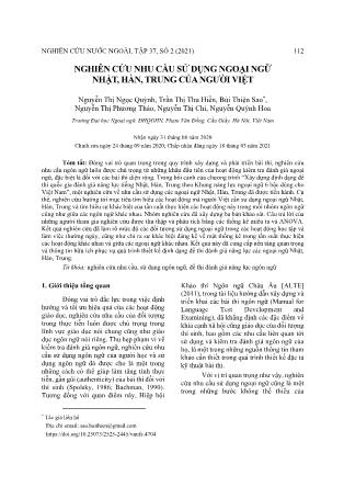 Nghiên cứu nhu cầu sử dụng ngoại ngữ Nhật, Hàn, Trung của người Việt