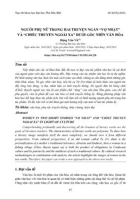 Người phụ nữ trong hai truyện ngắn “Vợ nhặt” và “Chiếc thuyền ngoài xa” dưới góc nhìn văn hóa Đặng Văn Vũ