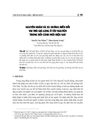 Nguyên nhân và xu hướng biến đổi và vai trò của già làng ở Tây Nguyên trong bối cảnh mới hiện nay