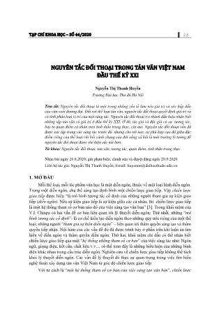 Nguyên tắc đối thoại trong tản văn Việt Nam đầu thế kỷ XXI