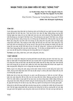 Nhận thức của sinh viên về việc “Sống thử”