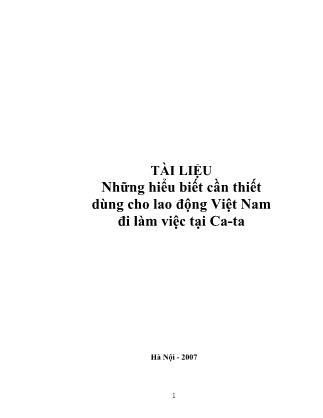 Những hiểu biết cần thiết dùng cho lao động Việt Nam đi làm việc tại Ca-ta