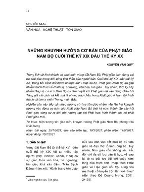 Những khuynh hướng cơ bản của Phật giáo Nam Bộ cuối thế kỷ XIX đầu thế kỷ XX