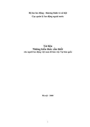 Những kiến thức cần thiết cho người lao động Việt Nam đi làm việc tại Hàn Quốc