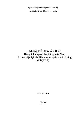 Những kiến thức cần thiết Dùng Cho người lao động Việt Nam đi làm việc tại các tiểu vương quốc Ả Rập thống nhất (UAE)