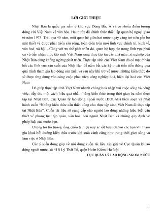 Những kiến thức cần thiết dùng cho thực tập sinh Việt Nam đi thực tập tại Nhật Bản