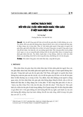 Những thách thức đối với các cuộc hôn nhân khác tôn giáo ở Việt Nam hiện nay