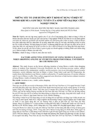 Những yếu tố ảnh hưởng đến ý định sử dụng ví điện tử Momo khi mua sắm trực tuyến của sinh viên Đại học Công nghiệp TPHCM