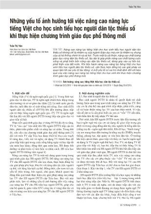 Những yếu tố ảnh hưởng tới việc nâng cao năng lực tiếng Việt cho học sinh tiểu học người dân tộc thiểu số khi thực hiện chương trình giáo dục phổ thông mới