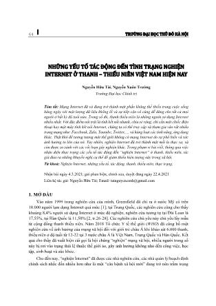 Những yếu tố tác động đến tình trạng nghiện internet ở thanh - thiếu niên Việt Nam hiện nay