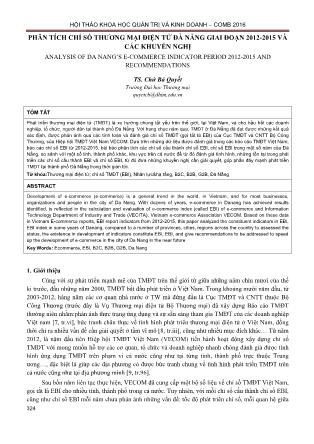 Phân tích chỉ số thương mại điện tử Đà Nẵng giai đoạn 2012-2015 và các khuyến nghị
