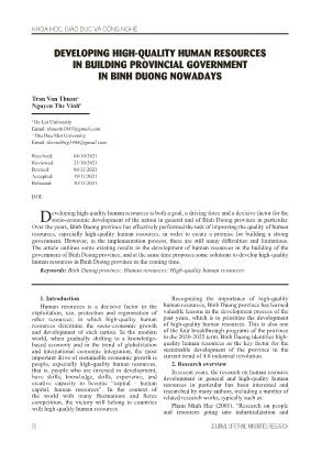 Phát triển nguồn nhân lực chất lượng cao trong xây dựng chính quyền ở tỉnh Bình Dương hiện nay
