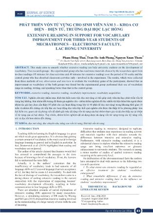Phát triển vốn từ vựng cho sinh viên năm 3 - khoa cơ điện - điện tử, trường Đại học Lạc Hồng