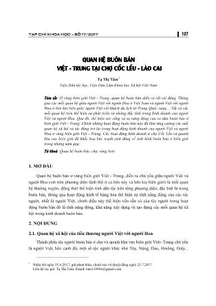 Quan hệ mua bán Việt -Trung tại chợ Cốc Lếu - Lào Cai